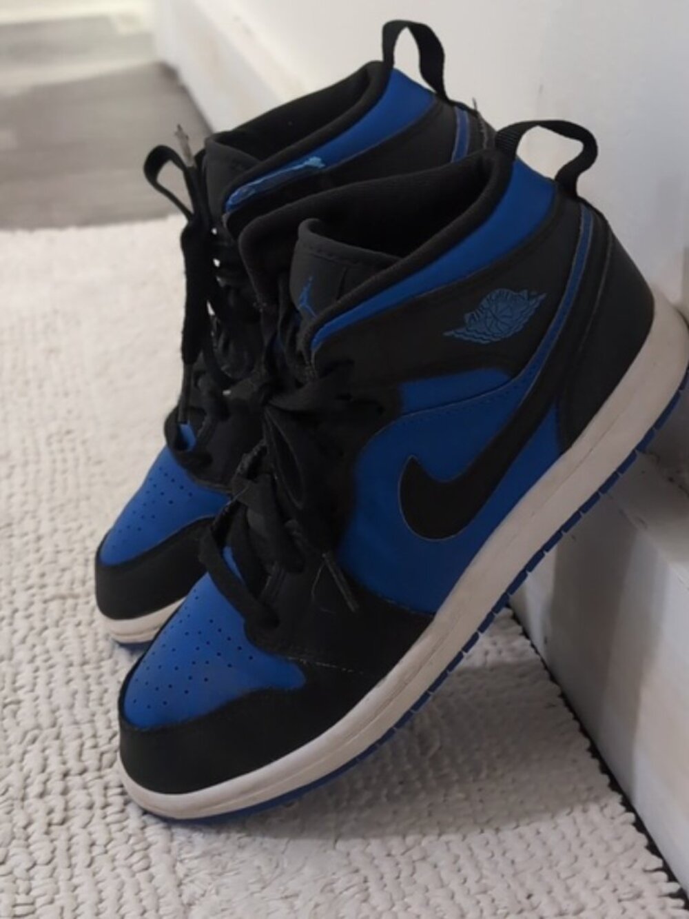 NIKE Air Jordan Kids Mid Black and Blue Sneakers 3 - Picture 2 of 8